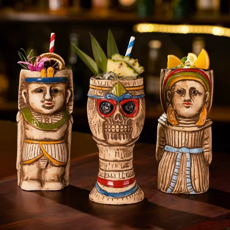 Creative Tiki Mug Ancient Egyptian Style Ceramic Tiki Mug Cocktail Mug Cold Drink Glasses Cup Mug For Tiki Bar Accessories - Image 2