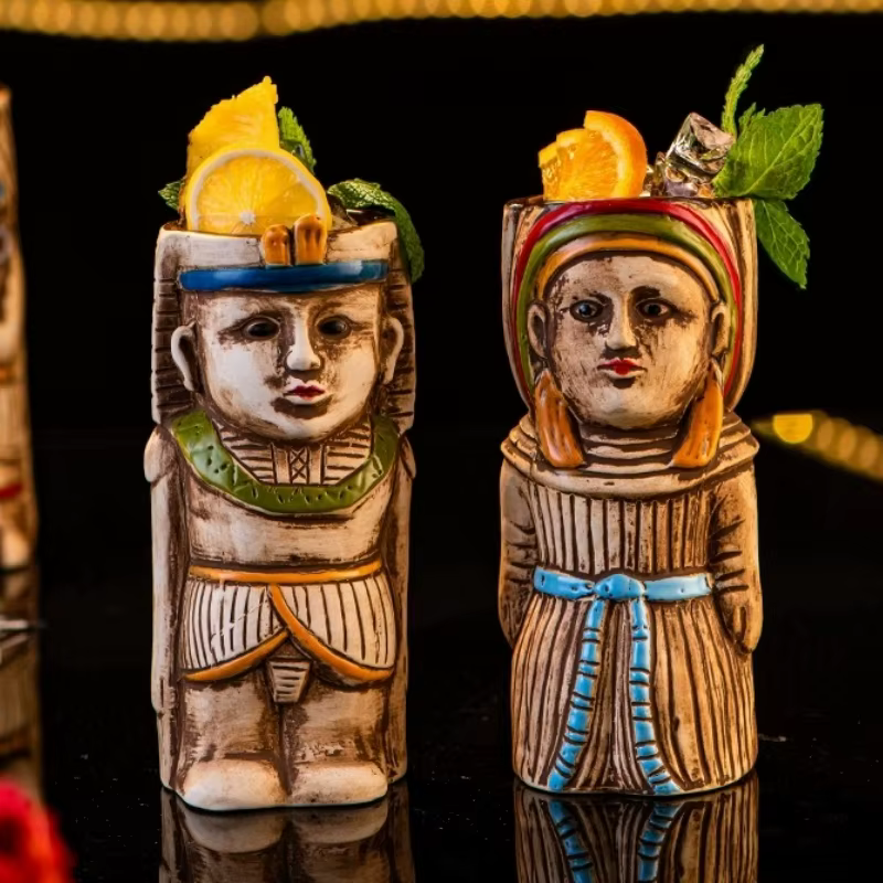 Creative Tiki Mug Ancient Egyptian Style Ceramic Tiki Mug Cocktail Mug Cold Drink Glasses Cup Mug For Tiki Bar Accessories - Image 3