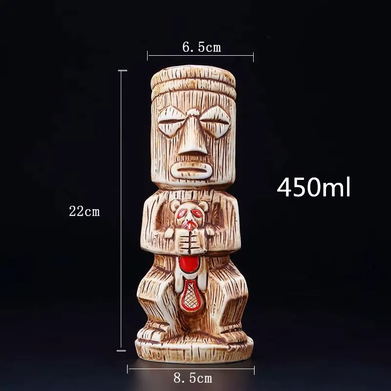 450ml Ceramic Tiki Mug Creative Porcelain Beer Wine Mug Cup Bar Tool - Image 4