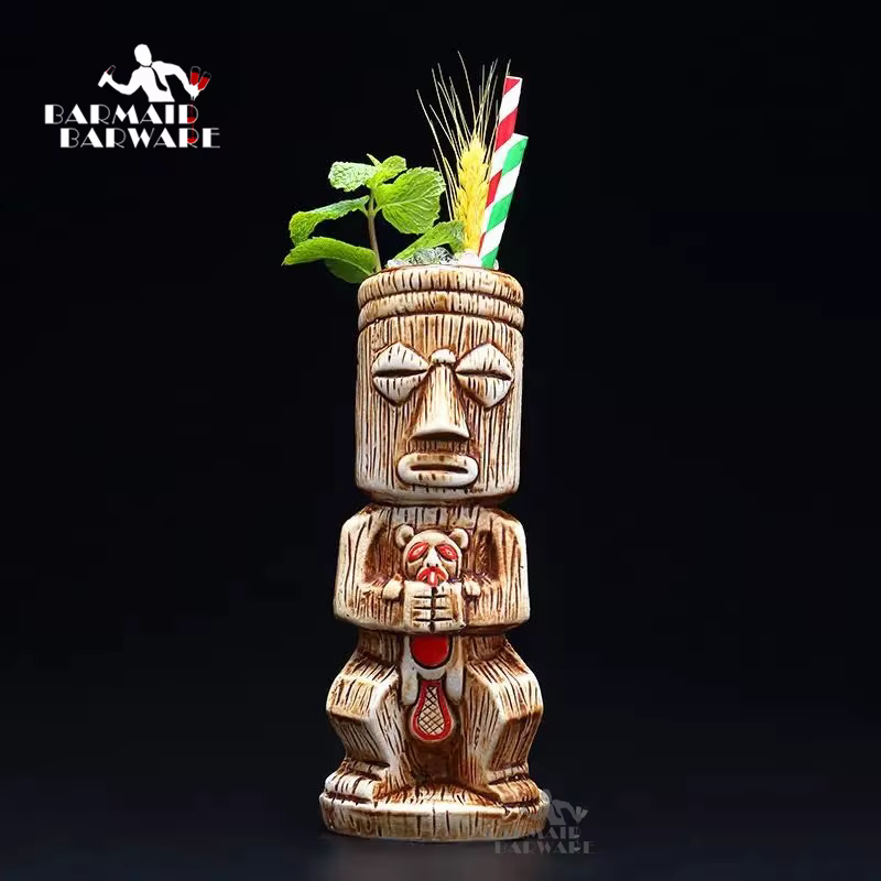 450ml Ceramic Tiki Mug Creative Porcelain Beer Wine Mug Cup Bar Tool - Image 3