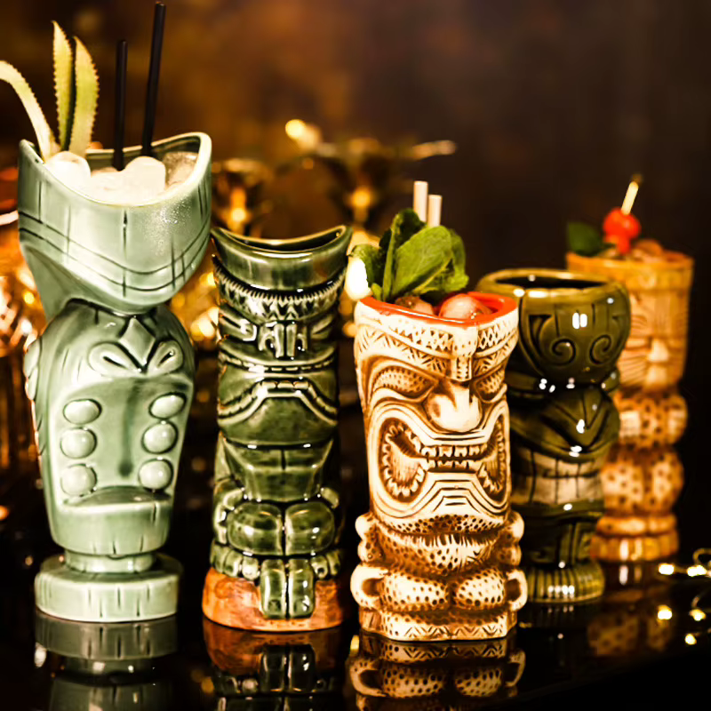 Hawaiian cocktail glasses, European creative art ceramic mugs, Tiki glasses, home, office, bar and party wine glasses