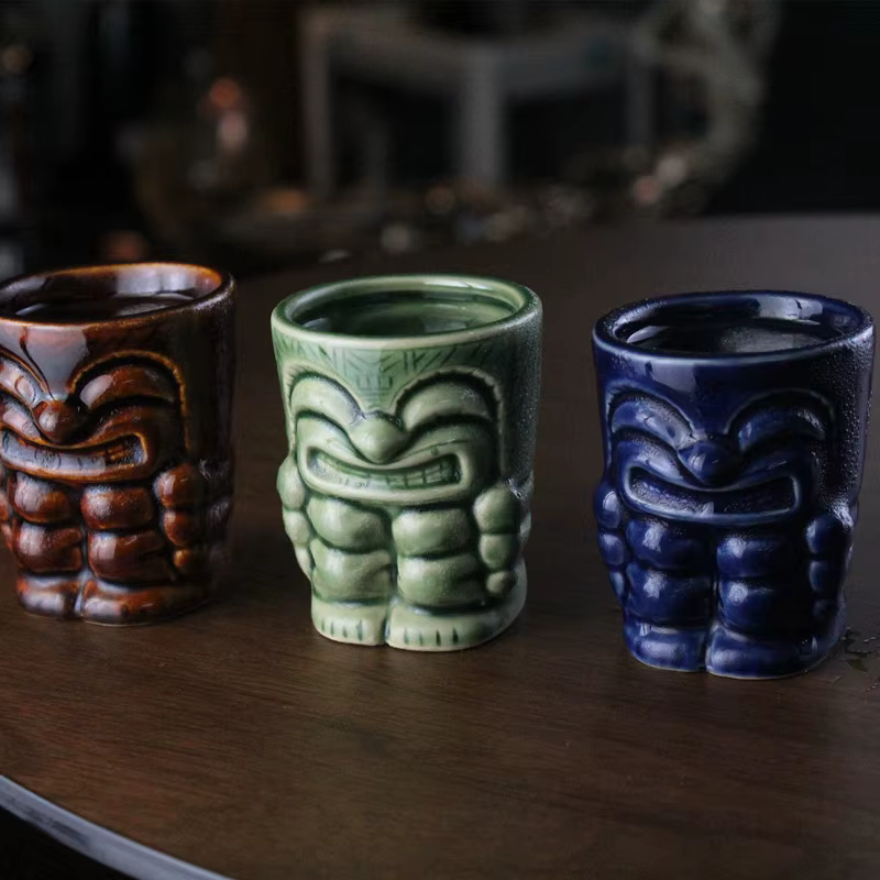 Creative Ceramic Cup Mini Cup Totem Cup Party Beer Beverage Tiki Mug Wine Cups Bar Tools Mask Mug Beverage Mug Halloween Gift - Image 3