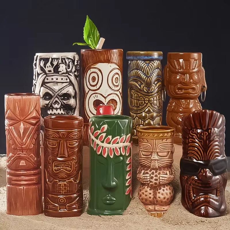 60 Type Hawaiian Tiki Mug Ceramic Cocktail Glasses Bar Wine Glass Decorations Ornaments Glasses for Drinks Personalized Gift