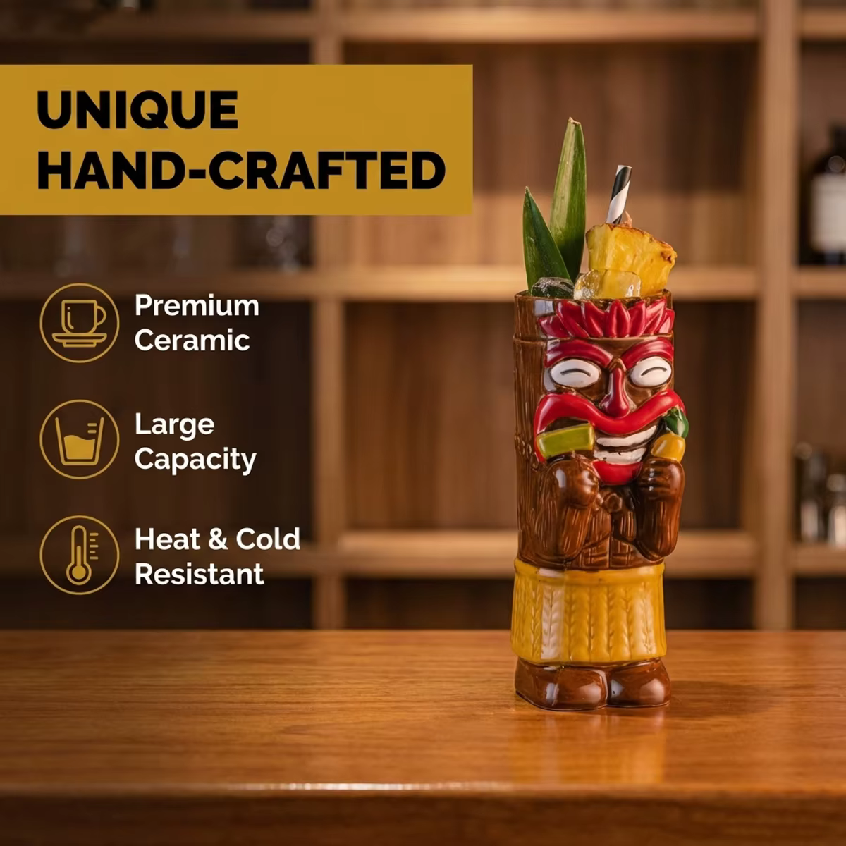 Tiki Mug Hawaiian Cocktail Cups Creative Ceramic Funny Cup Tiki Mugs  Beer Beverage Mug Wine Mug Bar Tools Gift For Friends