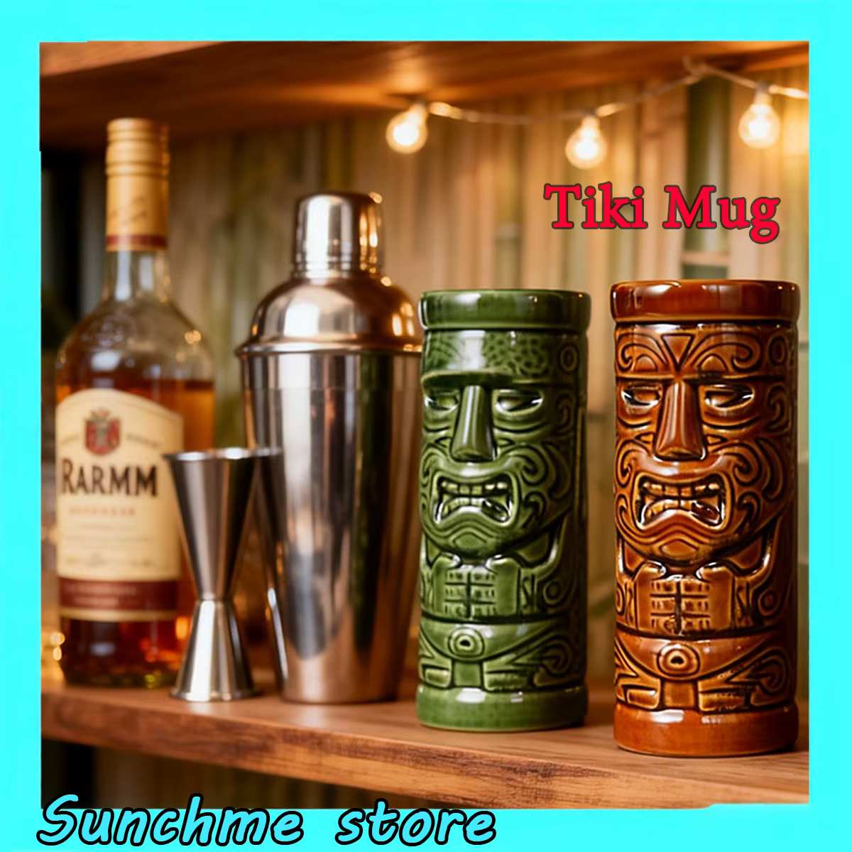 Ceramic Tiki Mugs Tiki Cocktail Cup Food Grade Beer Drinking Cup Handcrafted Cocktail Cups for Tropical Drinks, Bar & Home Decor - Image 2