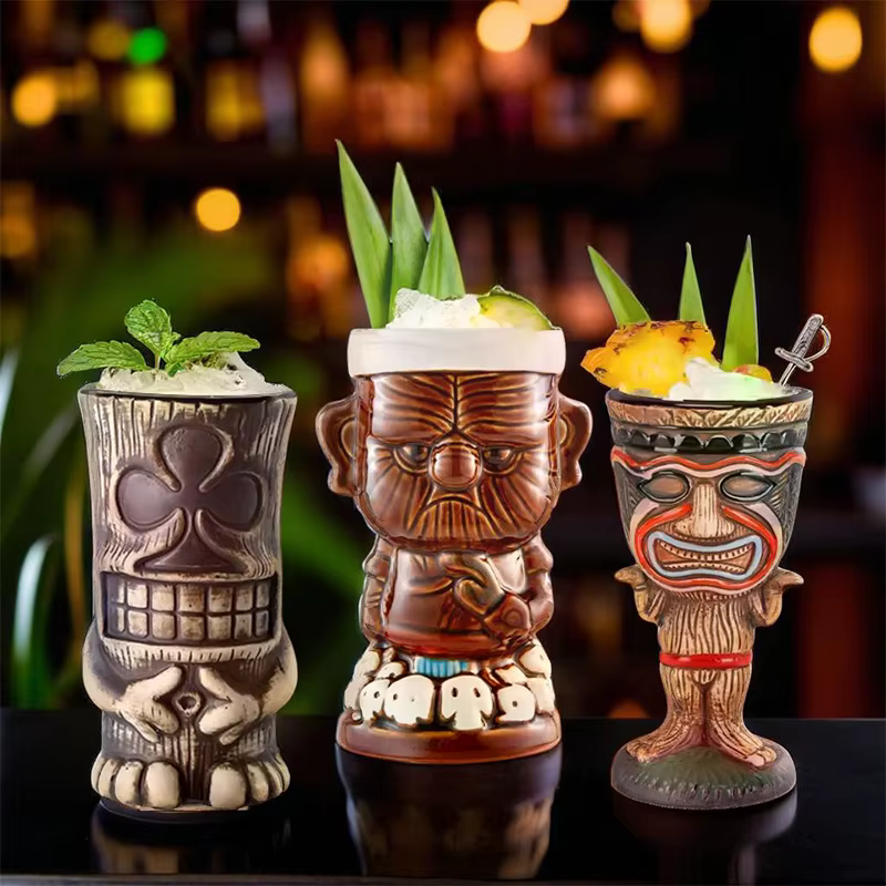 Hawaiian Style Tiki Mug Creative Cocktail Mugs Cup Drinkware Cups Mug Cocktail Glasses Cups Beverage Beer Cup For Tiki Bar Party