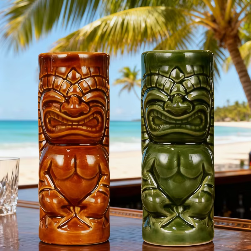 Creative Ceramic Mug Home Decor Cocktail Cup Bar Hawaiian Cocktail Cup Antique Relief TIKI Mug Home Decoration Accessories Gift - Image 2