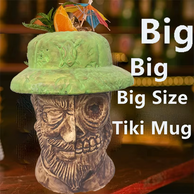 kc hawaii tiki mugs hawaii tiki mugs set ceramic helmet mug green hat mug tiki bar mug Lost Adventurer Tiki Mug