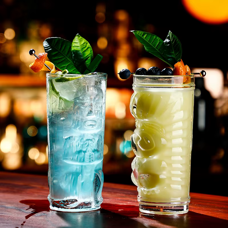 Bar Tiki Glasses Tiki Mug- Hawaiian Style Glass Clear Tumblers