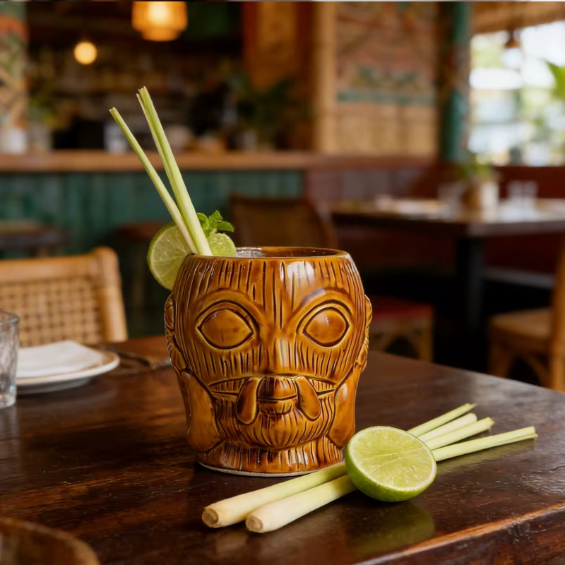 1pcs Funny Whiskey Cup Bar Retro Beverage Mug Personalized Hawaiian Style Cocktail Cup Creative Ceramic Tiki Cup Exquisite Gifts