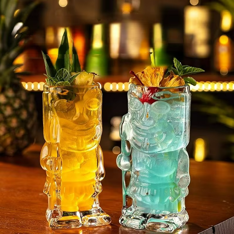 Retro Tiki Cocktail Glass Mug Hawaiian Style Cold Drink Beer Juice Cup Novelty Drinkware for Home Bar Party Use