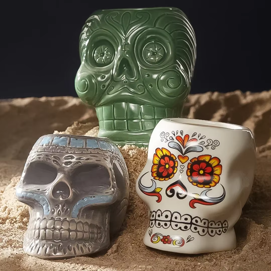 Ceramic Hawaii Tiki Mugs Creative Skull Cocktail Glasses Beer Glass Martini Glasses Beverage Mugs Funny Cup Coffee Cup