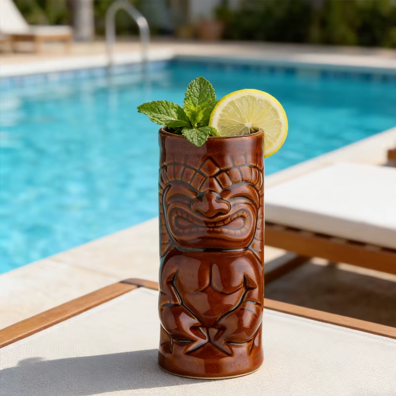 Creative Ceramic Mug Home Decor Cocktail Cup Bar Hawaiian Cocktail Cup Antique Relief TIKI Mug Home Decoration Accessories Gift - Image 4
