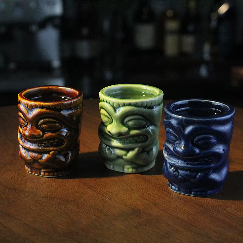 Creative Ceramic Cup Mini Cup Totem Cup Party Beer Beverage Tiki Mug Wine Cups Bar Tools Mask Mug Beverage Mug Halloween Gift - Image 2