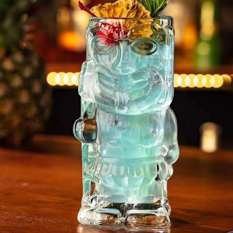 Creative Tiki Style Mug Hawaiian Cocktail Glass Cup Multipurpose Juice Beer Drinkware for Home Bar Party Decoratio
