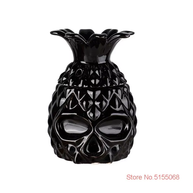 Black Octopus TIKI Mug Ceramic Cocktail Glass Beach Party Drinking Cup Wineglass Cool Skull Pineapple Smoothie Juice Container - Image 4