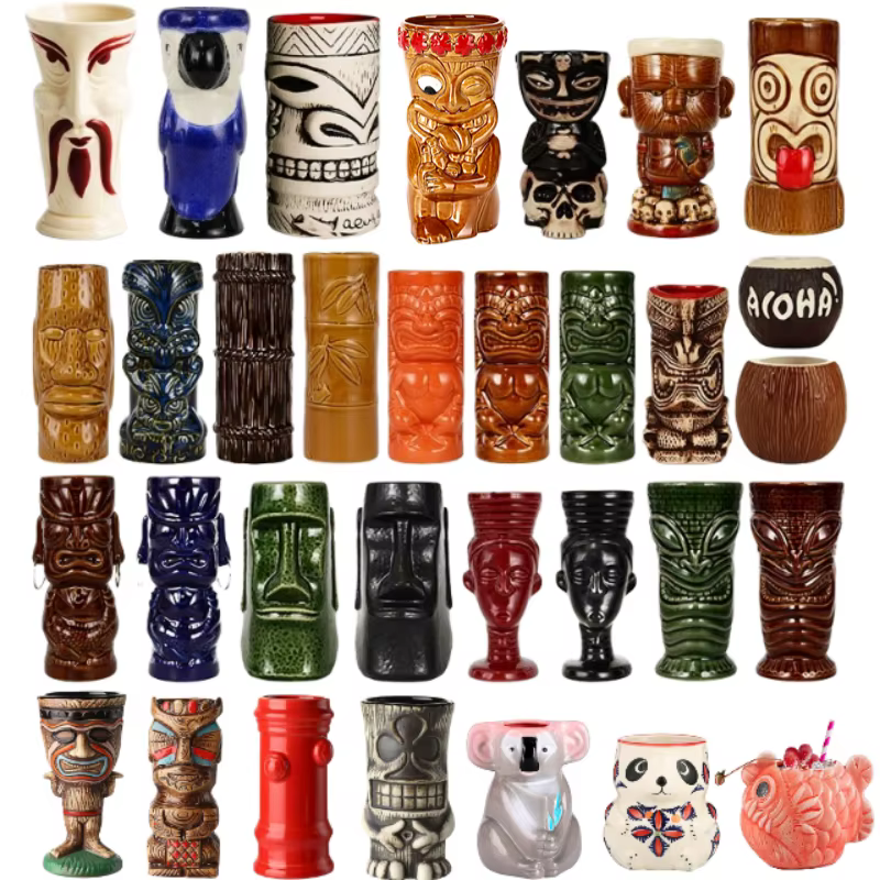 Wholesale Cocktail Bar Unique Designs Hawaii TIKI Mug Shot Glass Tiki Cocktail Ceramic Mugs