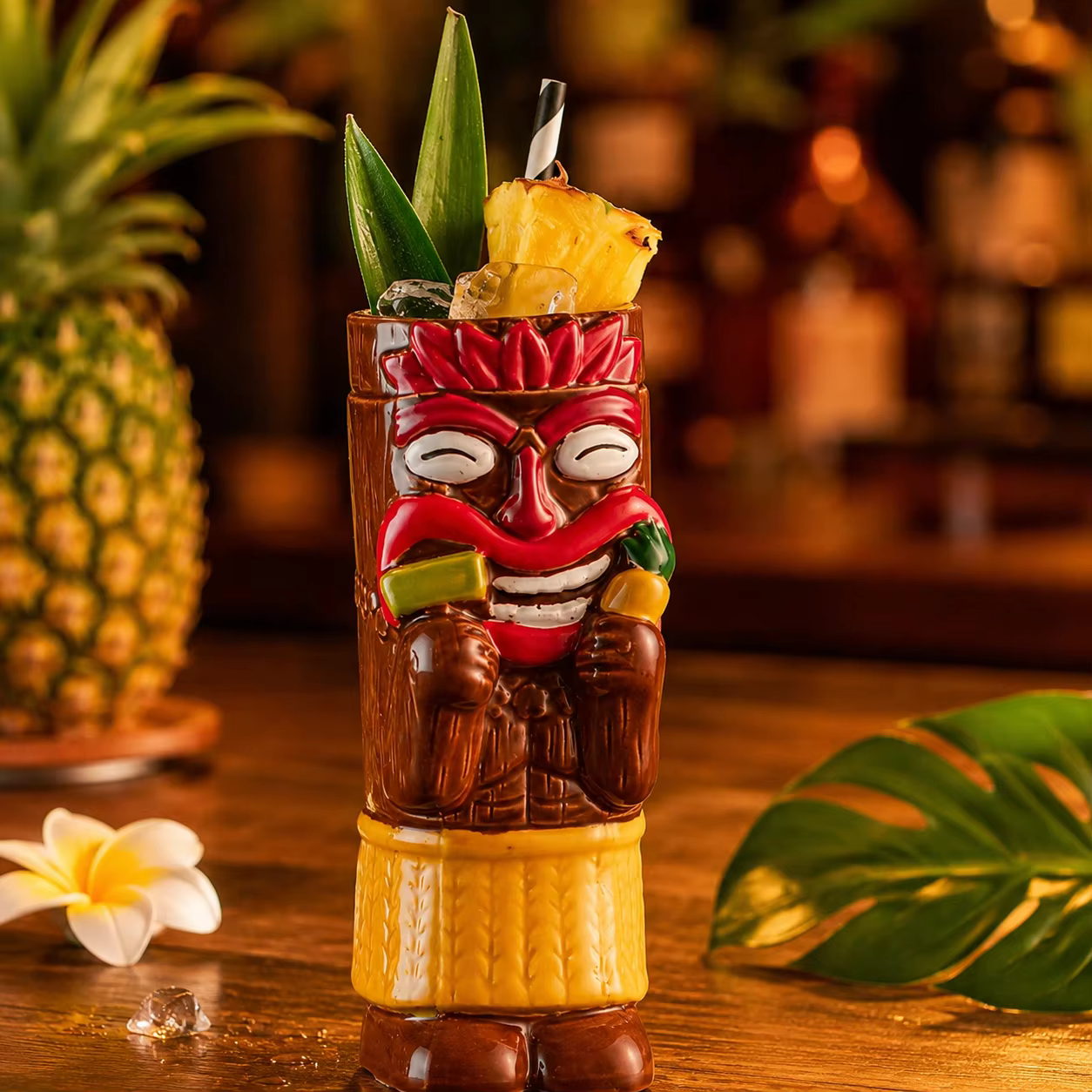1 pc Tiki cocktail glass, Hawaiian ceramic drinking mug; suitable for bars, clubs, and restaurants—a fun, creative gift.